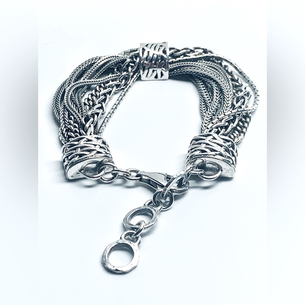 Silpada Sterling TALK OF THE TOWN Mixed Chain 3-Station Bali-Inspired Bracelet - Picture 11 of 16